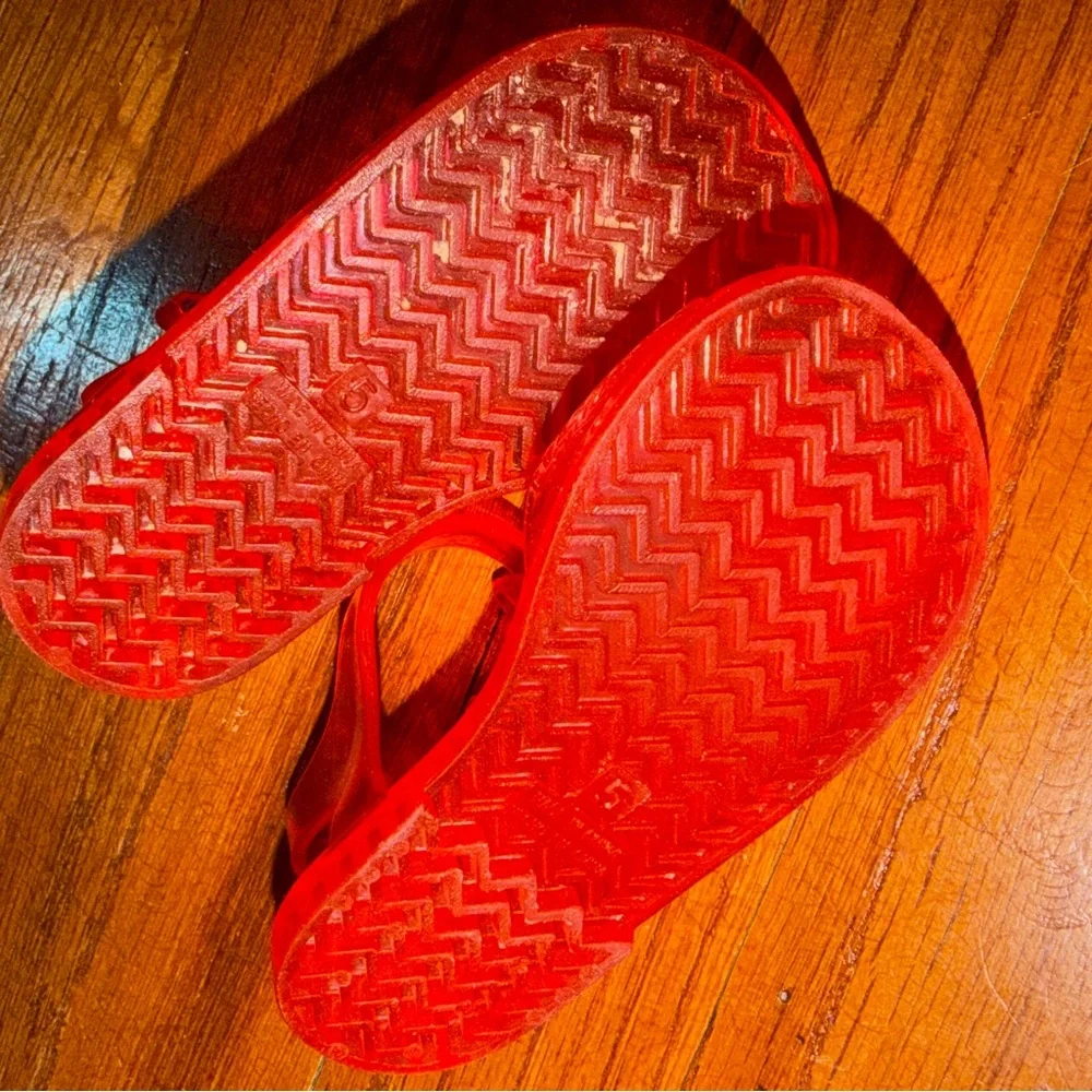 Old Navy Strawberry Jelly Sandals Toddler Girls Size 5 Red Glitter Summer Shoes